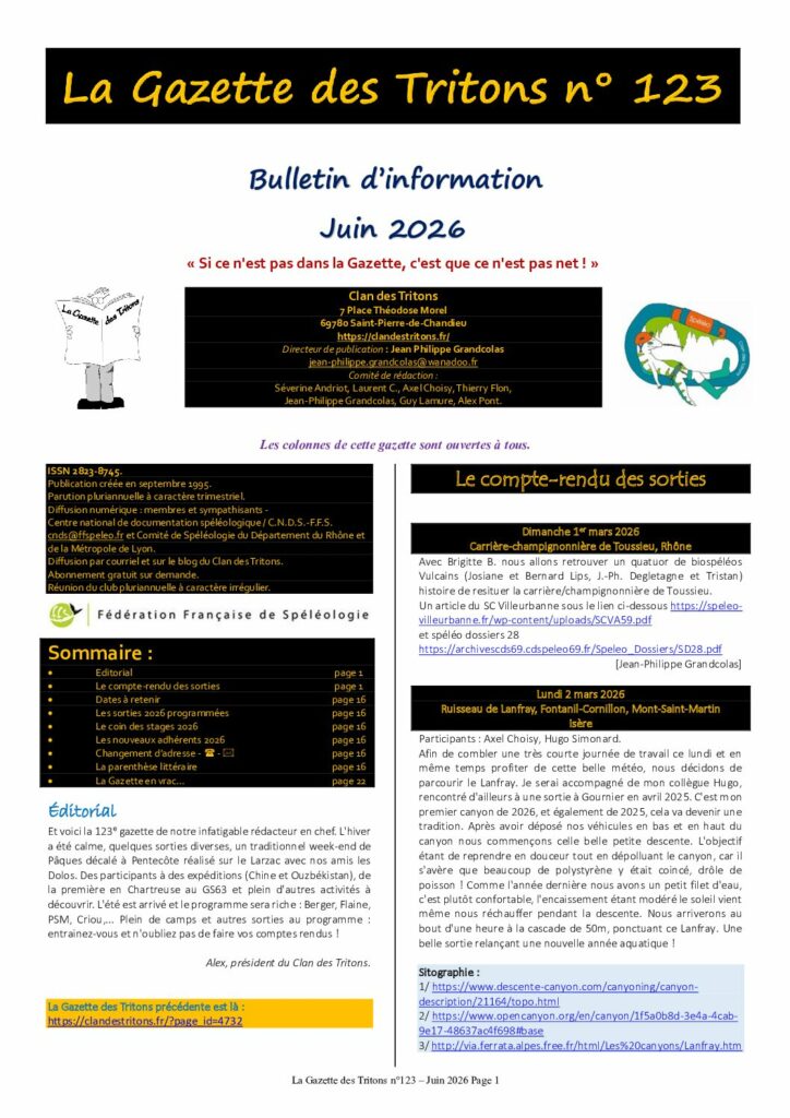 La gazette des Tritons n°123